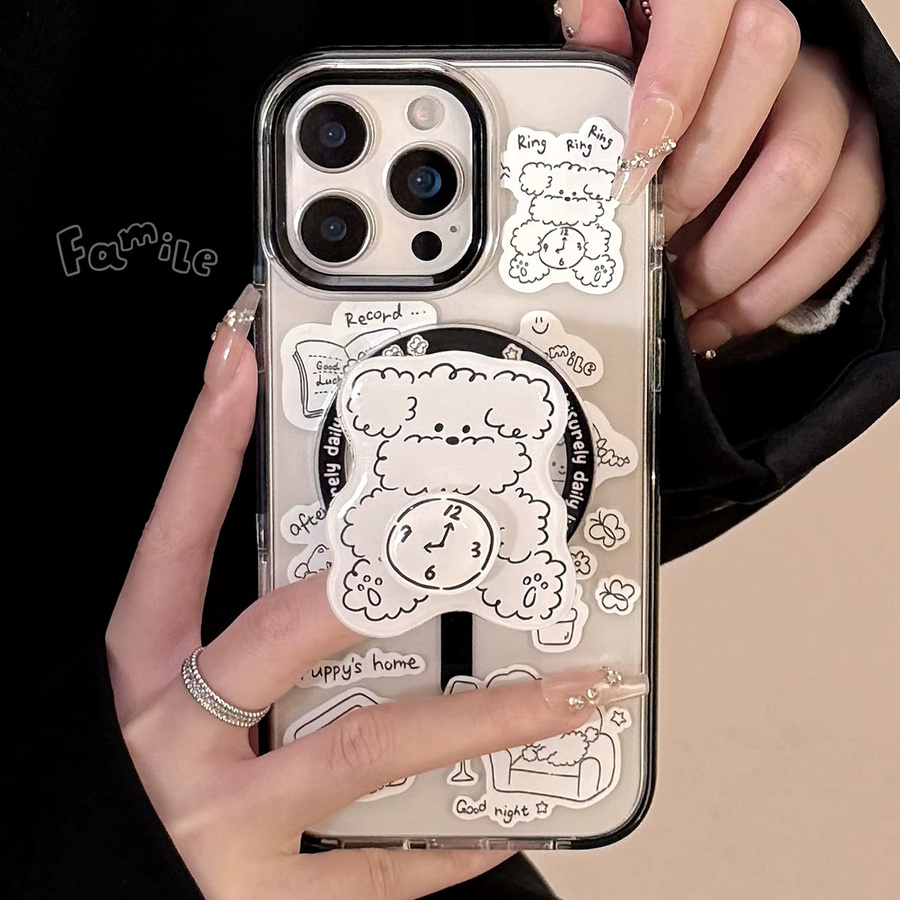 Magnetische iPhone Handyhülle von MUQGEW mit Graffiti-Cartoon-Hundedesign, stoßfeste und transparente Abdeckung für iPhone 12 bis iPhone 17 Pro Max - Bild 2