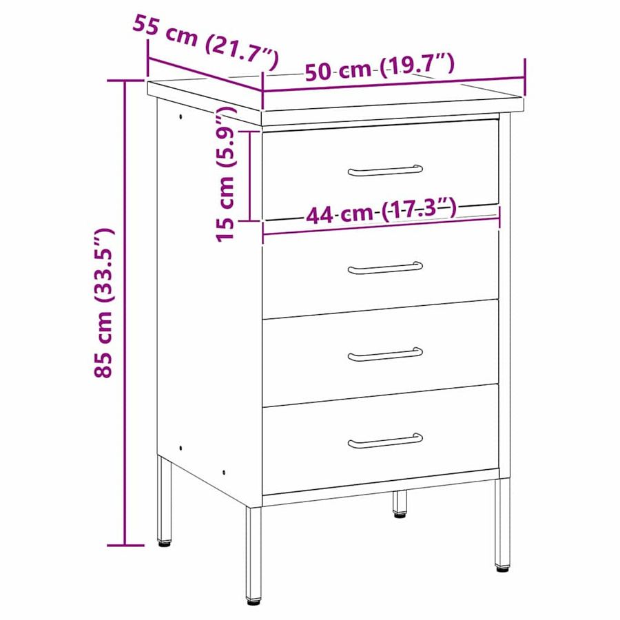 vidaXL Werkbank mit Schubladen in Schwarz und Grau, B/T/H: 50 x 55 x 85 cm - Bild 3