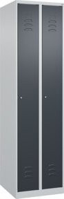 C+P Spind Classic PLUS Spind mit 2 Abteilen, Farbe Anthrazit/Grau, H x B x T: 185 x 50 x 50 cm, mit Zylinderschloss und 3 Garderobenhaken - Bild 1