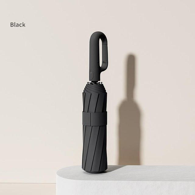Fancy Homeware Vollautomatischer Regenschirm mit Ringschnalle, windabweisend und UV-beständig, Schwarz, Durchmesser: 106 cm - Bild 1