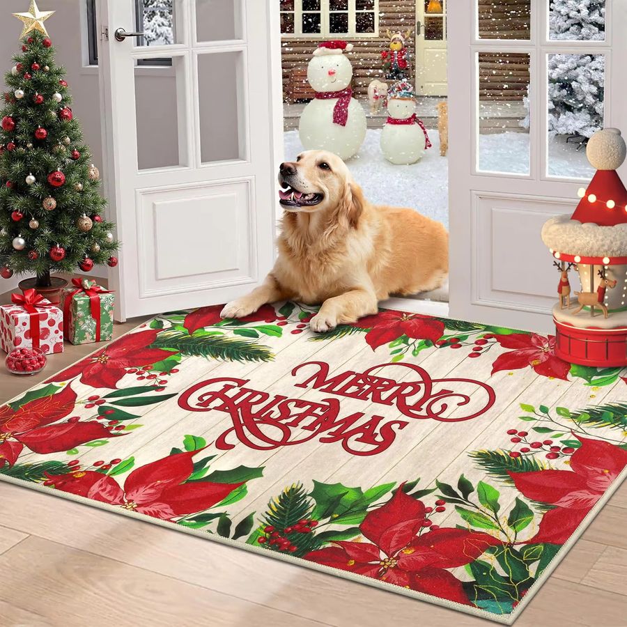 VIKAMA Druckteppich Fußmatte mit Weihnachtsatmosphäre, schmutzabweisend und rutschfest für Eingangsbereich, Flur und Schlafzimmer - Bild 1