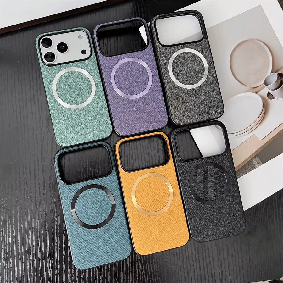 Luxuriöse KELAPA Handyhülle aus Stoff und Leder für iPhone in Blau mit magnetischer kabelloser Ladefunktion - Bild 4