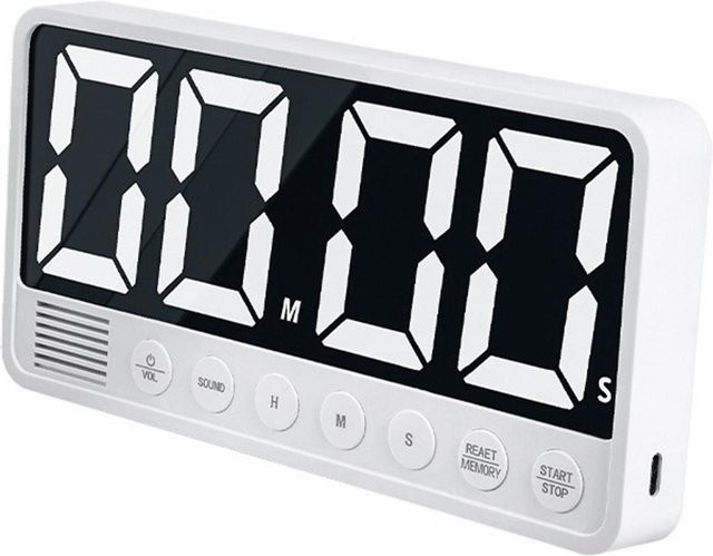 Igeteck LED Timer mit großem Bildschirm, Countdown bis 99 Std 59 Min, 6 Alarme, Lautstärkeregelung, 3 Speicherplätze und Typ-C-Aufladung, Schwarz - Bild 1