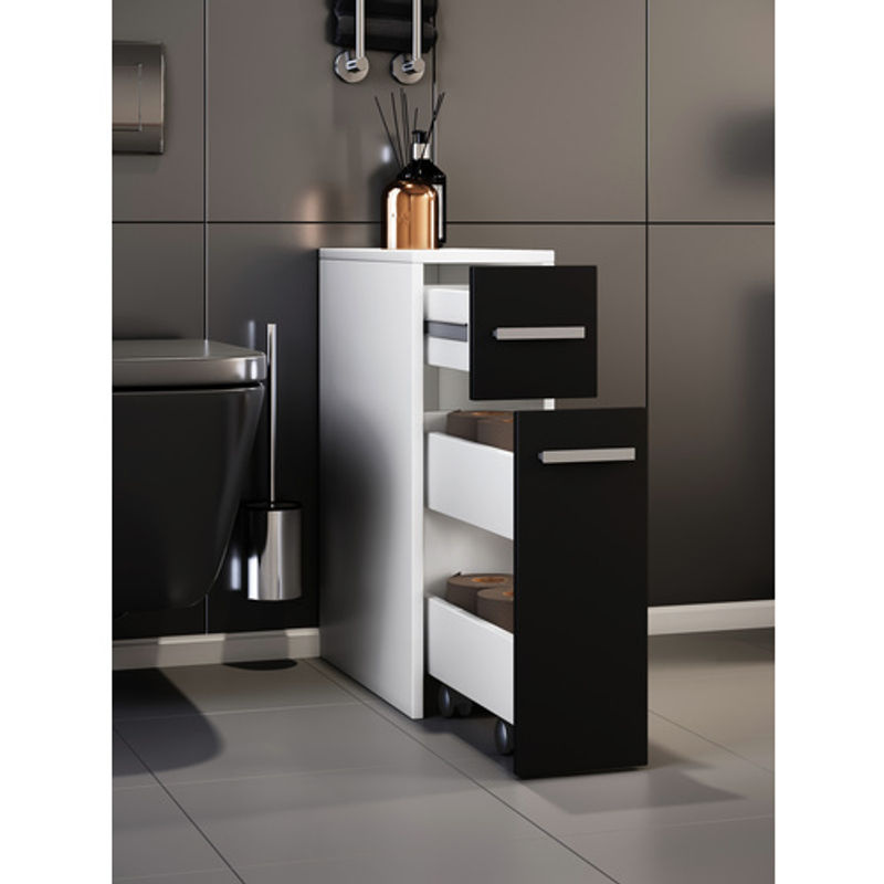 VCM Nischenschrank Zalo Badezimmerschrank mit zwei Schubladen in Weiß und Schwarz, B/H/T: 45 x 61,4 x 19,9 cm - Bild 2