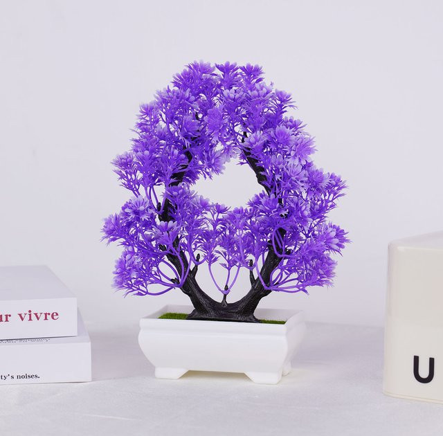 Uflower Künstlicher Bonsai Baum in Gelb mit Topf aus Kunststoff - Bild 1