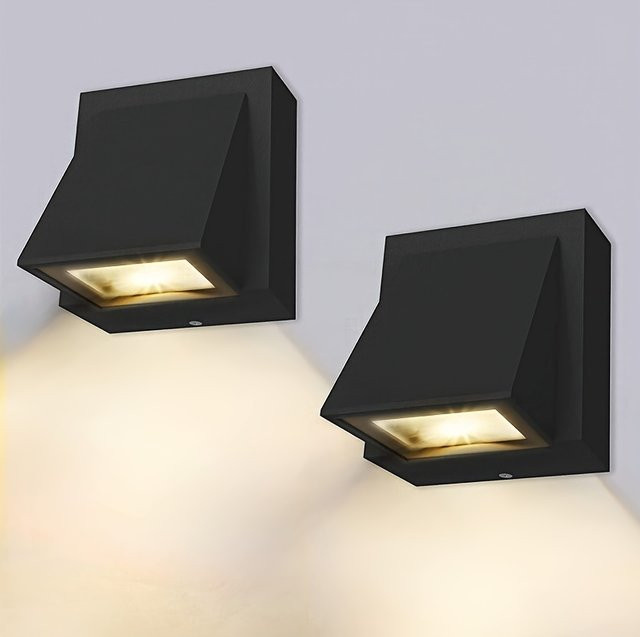 SUNMEIYI LED-Außenwandleuchte aus Aluminium in Schwarz, moderne wasserdichte Wandlampe mit warmweißem Licht für den Garten - Bild 1