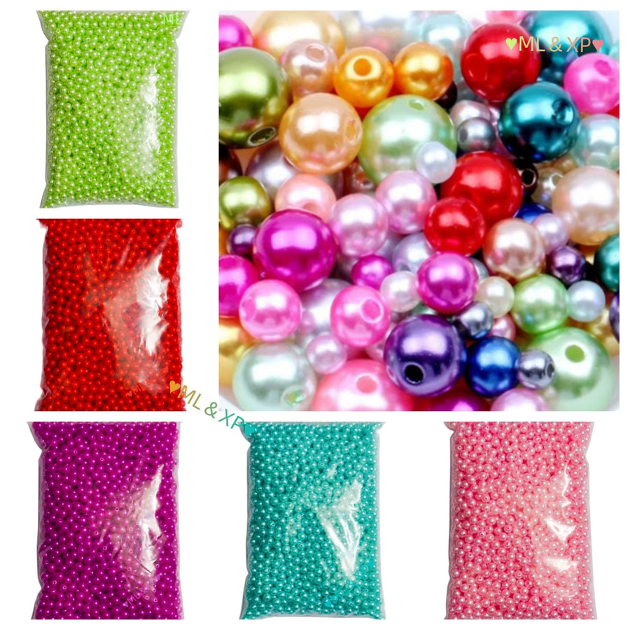 Imitationsperlen, rund, 3 mm-16 mm, black, multicolour, Damen - Bild 2