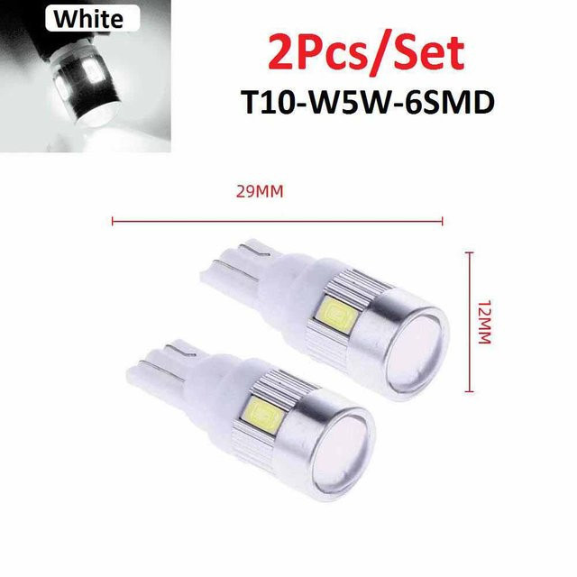 Ouyaohong T10 W5W 158 192 LED CANBUS Innenbeleuchtung Glühbirnen mit 6SMD 5630 Chips in Weiß, 2 Stück - Bild 1