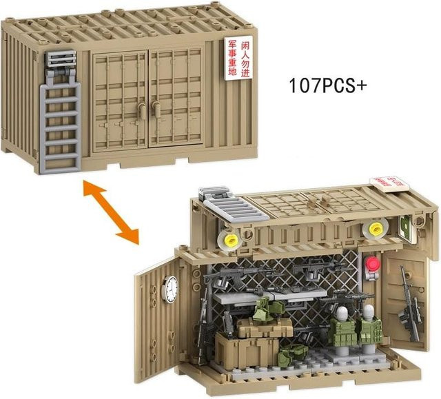 MagicMonkey Militärs Szene Container Camp Arsenal, Bausteine Modellsets, beige - Bild 1