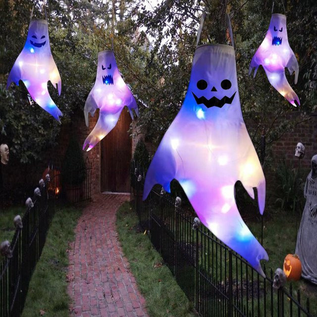 Halloween Outdoor Ghost Pendelleuchte mit LED und Batterie für Horror-Party-Dekoration - Bild 1