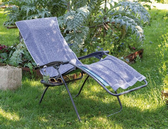Lafuma Liegenauflage aus Baumwolle, Blau, B/L: 60 x 180 cm - Bild 1