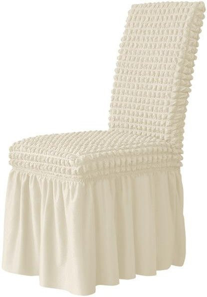 Yiran Furniture Seersucker-Stuhlbezug mit hoher Rückenlehne und Rock in Beige, elastischer Stretch-Bezug für Esszimmerstühle - Bild 1