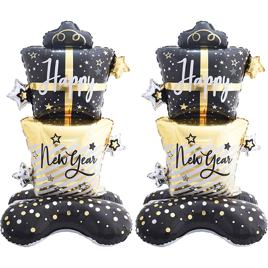 Goldene 58 Zoll Frohes Neues Jahr Geschenkbox Folienballons für Silvester Party Dekoration - Bild 4