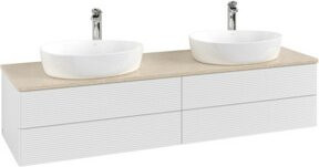 V&B Antao Waschtischunterschrank mit Frontstruktur und LED-Beleuchtung, Wandmontage, Weiß lackiert, B: 160 cm, T: 50 cm - Bild 1