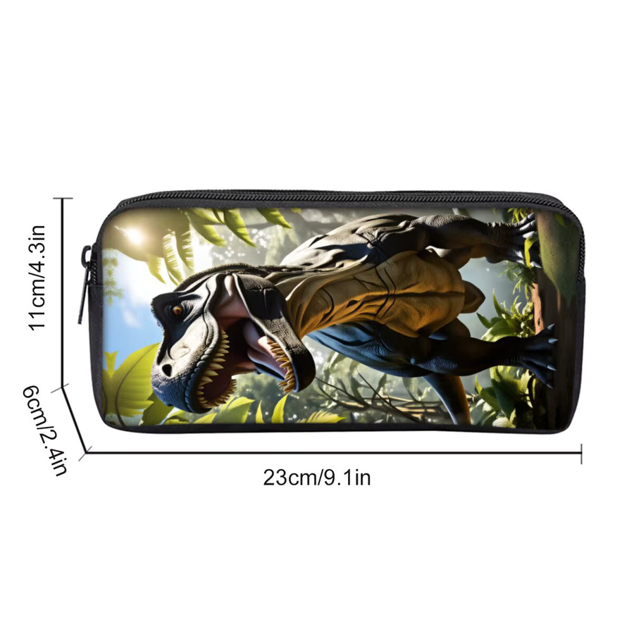 Einschichtiges Federmäppchen mit Dinosaurier-Aufdruck für Kinder in Schwarz und Multicolour - Bild 2