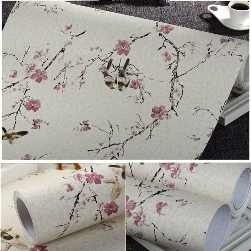 Meihodan Vintage selbstklebende Tapete mit Vogel- und Blumenmuster in Multicolour aus PVC - Bild 3