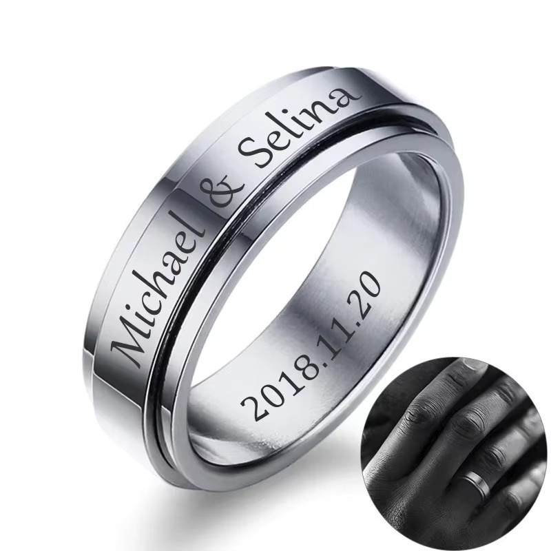 Vnox Spinner-Ring, Edelstahl, Silber, Unisex - Bild 1