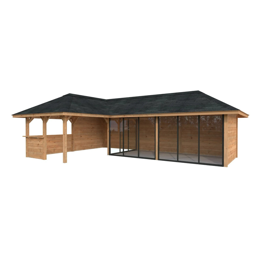 PALMAKO Pavillon Bianca Set 220 Slide aus Fichtenholz in Braun, B/H/T: 876 x 319 x 588 cm - Bild 3