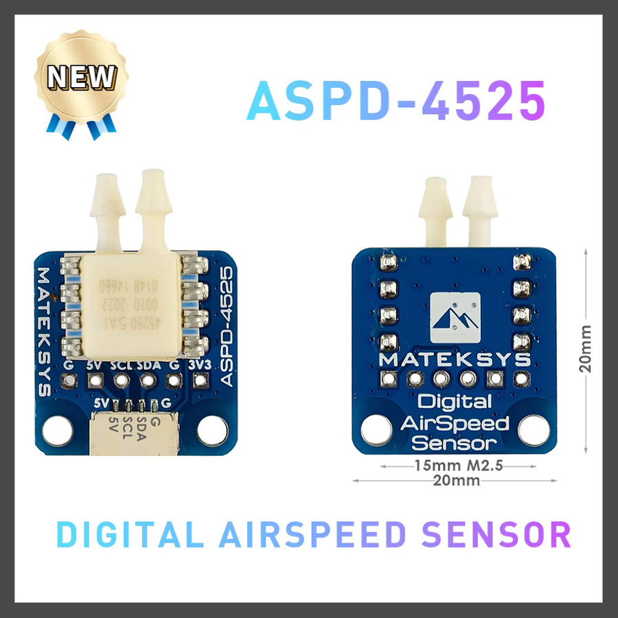 MATEK ASPD-4525 Digitaler Luftgeschwindigkeitssensor in Blau für F405 F411 F772 H743-Wing Flugsteuerungen, ArduPilot und INAV, DC 4~6V - Bild 2