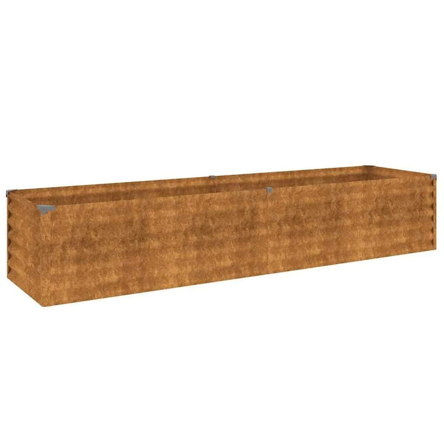 DELUKE Hochbeet AKSEL aus Cortenstahl in Braun, Metall-Pflanzenbeet für Gemüse und Blumen, B/T/H: 194 x 50 x 36 cm - Bild 2