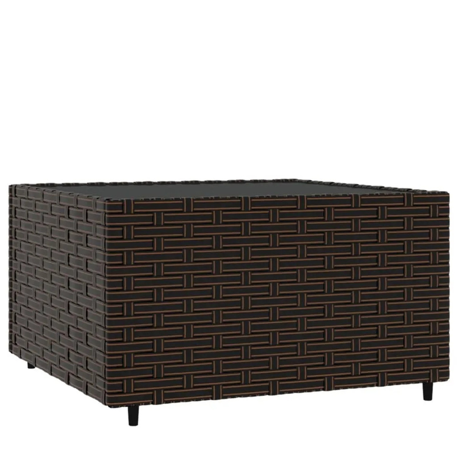 vidaXL Garten-Couchtisch aus PE-Rattan mit Hartglas in Braun, B/T/H: 50 x 50 x 30 cm - Bild 2