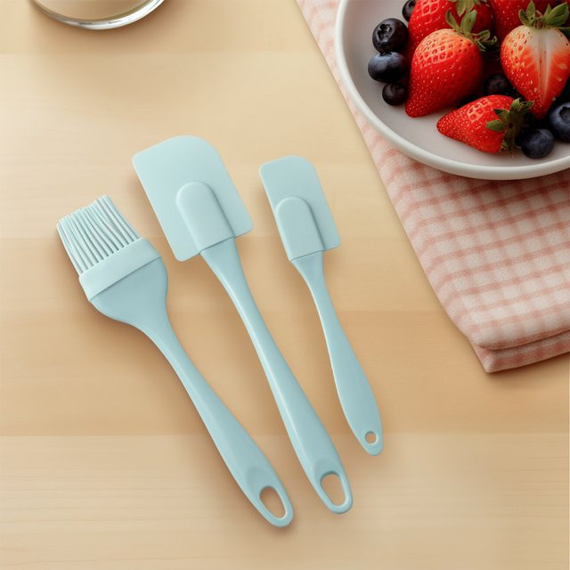 3-teiliges LEENKEA Küchen-Silikonspatel-Set mit Ölpinsel und Silikonschaber für das Kochen und Backen - Bild 1