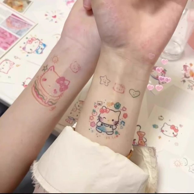 Keeppley Hello Kitty Kawaii Tattoo-Aufkleber, 100 Stück - Bild 1