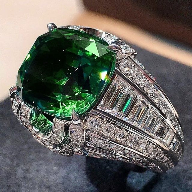 Huitan Ring, grüner Stein, Zirkonia, Silber, Damen - Bild 1