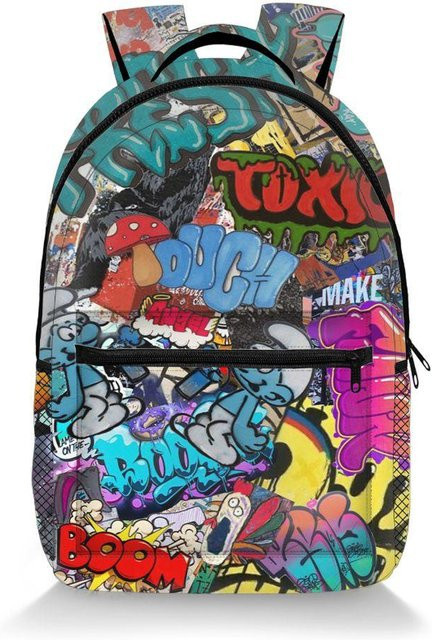 Fancy Style Studio Rucksack mit buntem Geometrie-Design und 3D-Druck aus wasserdichtem Oxford-Material für Jungen und Mädchen - Bild 1
