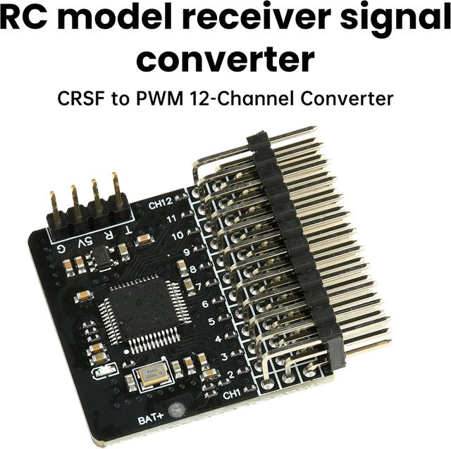 Gaqqee 12-Kanal PWM Adapterplatine DC5V CRSF zu PWM Signalwandler für RC-Modell Empfänger in Schwarz - Bild 1