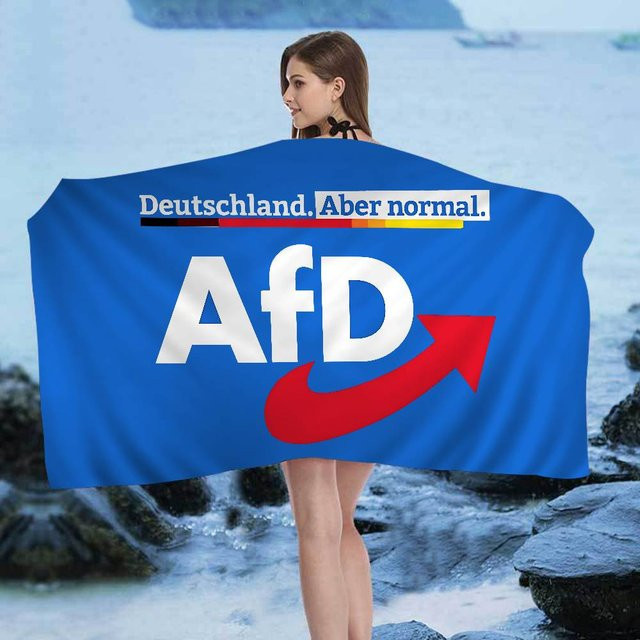 A-Alternative Afd Mikrofaser Strandtuch mit Grafikprint, Blau, B: 40 cm, H: 60 cm - Bild 1