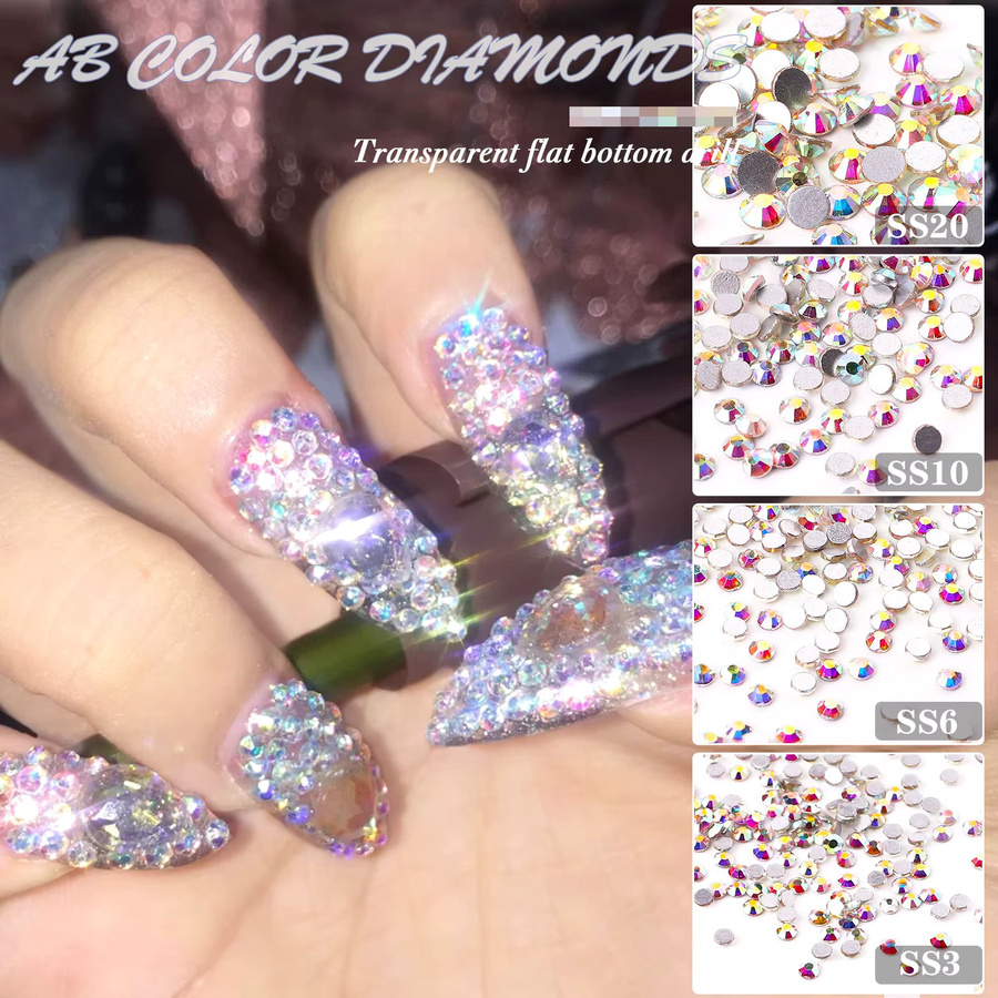 3D Flatback AB Clear Nail Art Strasssteine, 1440 Stück, Glasdiamanten - Bild 4