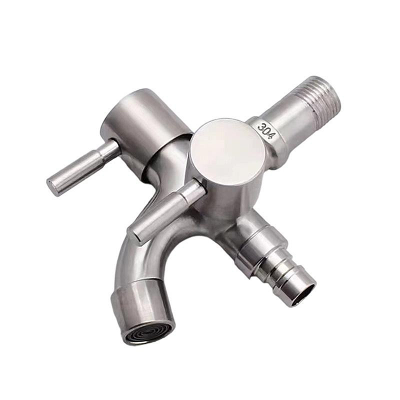 Bking Multifunktions-Doppelauslass-Wasserhahn aus 304 Edelstahl in Silber für Garten und Waschmaschine - Bild 1