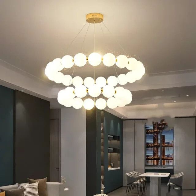 HomeLover LED Kronleuchter mit Acryl-Perlen und Blasen-Effekt, dimmbar, ideal für Wohnzimmer und Esszimmer - Bild 1