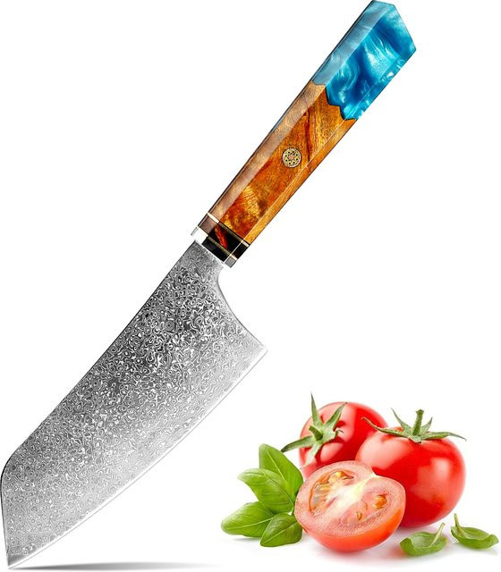 Xituo Damaskus Kochmesser im chinesischen Stil mit Holzgriff, Mehrfarbig, Klingenlänge: 15,2 cm - Bild 1
