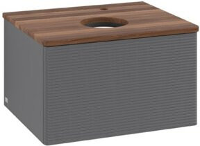 V&B Waschtischunterschrank Antao mit Frontstruktur in Anthrazit, B/T/H: 60 x 36 x 50 cm - Bild 1