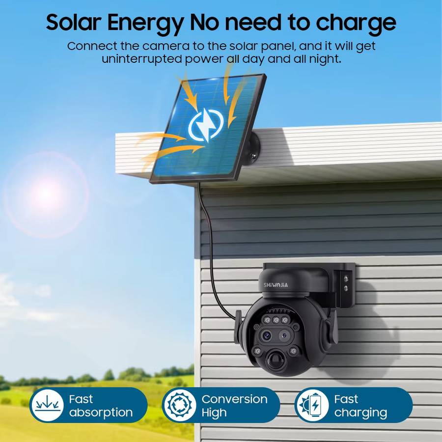 SHIWOJIA Solar-Überwachungskamera mit 8MP Dual-Objektiv, 12X Zoom, 4G LTE und WiFi, Schwarz, mit PIR Menschenerkennung und Nachtsicht - Bild 2