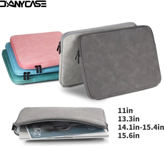DANYCASE Wasserdichte Notebook-Schutzhülle aus PU-Schafsleder für Tablets und Laptops von 9,7 bis 15,6 Zoll, Grau - Bild 1