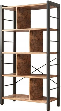 Rebiko Leiterregal im Loft-Design aus MDF und Metall, Braun, Höhe: 154,5 cm