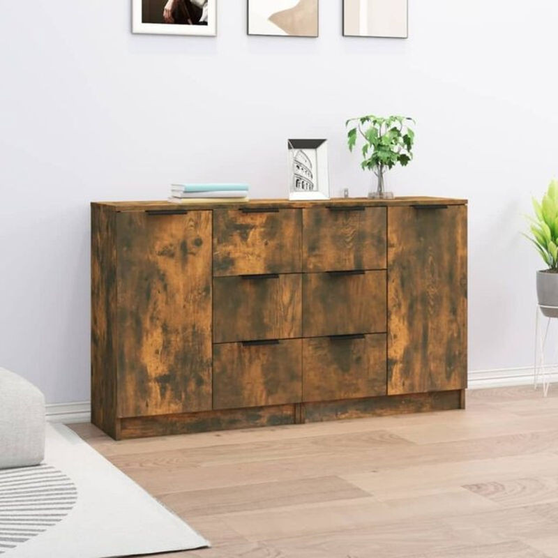 2er-Set Sideboards Vidaxl aus Holzwerkstoff in Braun im Industrial-Design, B/T/H: 60 x 30 x 70 cm - Bild 1