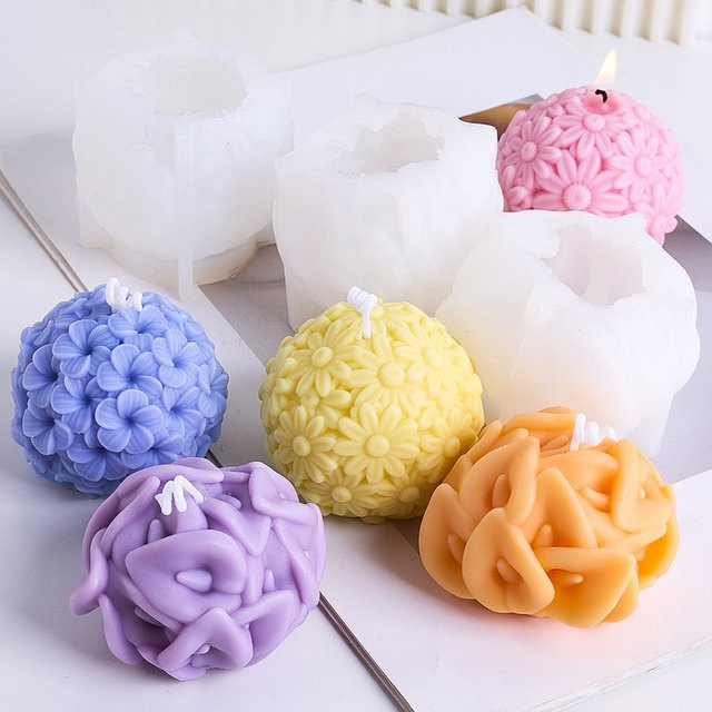 UDOCOOL Silikonform für 3D Blume Ball Kerzen und Seifen in Mehrfarbig - Bild 1