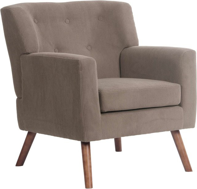 CLP Polstersessel Kioni mit Cordbezug und Armlehnen in Beige aus Kautschukholz - Bild 1