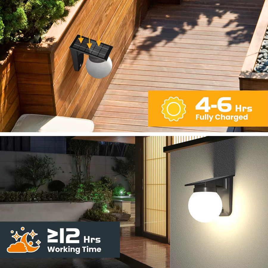 AMARYLLIS Solar-Wandleuchte für den Außenbereich mit einstellbarer Helligkeit und Farbe, IP65 wasserdicht, moderne Gartenleuchte in Schwarz oder Weiß - Bild 3