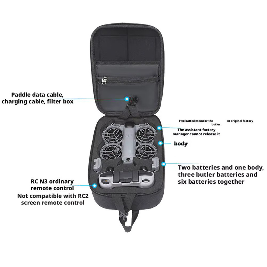 Wasserdichte DJI NEO 2 Reisetasche und EVA Schutzhülle für Drohne und Goggles N3 in Schwarz - Bild 5