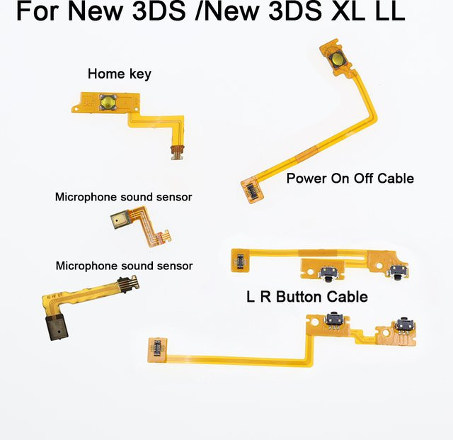 Nintendo Ersatzteil-Set für New 3DS, New 3DS XL und New 3DS LL mit Mikrofon-Flexkabel, Home-Key-Kabel und Power-Schalter-Flexkabel in Orange - Bild 1