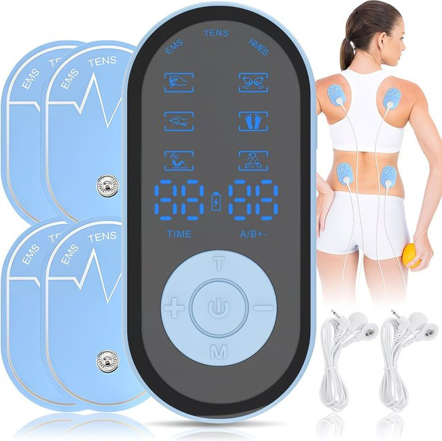 Jitesy Elektrisches TENS-Gerät und EMS-Muskelstimulator zur Schmerzlinderung für Rücken und Nacken in Schwarz - Bild 1