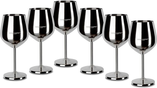 ECHTWERK Weingläser aus Edelstahl in Silber, 6er Pack, 500 ml - Bild 1