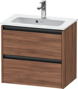 Duravit Waschtischunterschrank Ketho.2 Compact mit 2 Schubladen, Wandhängend, Nussbaum Natur, B/T: 61 x 39 cm - Bild 1
