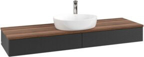 V&B Waschtischunterschrank Antao mit Frontstruktur, Wandhängend, Blau und Weiss, B/T: 160 x 50 cm - Bild 1