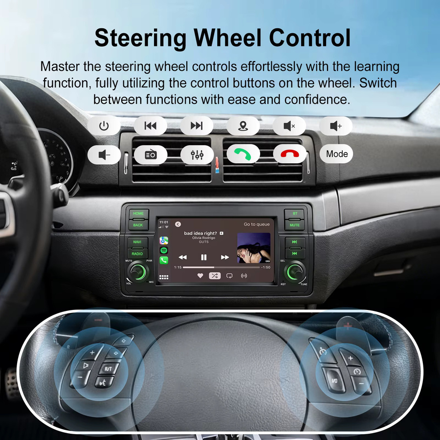 Ezonetronics 7 Zoll Linux IPS Autoradio für BMW E46 1998-2006 und M3 2000-2006 mit kabellosem CarPlay, Android Auto und Bluetooth in Schwarz - Bild 3